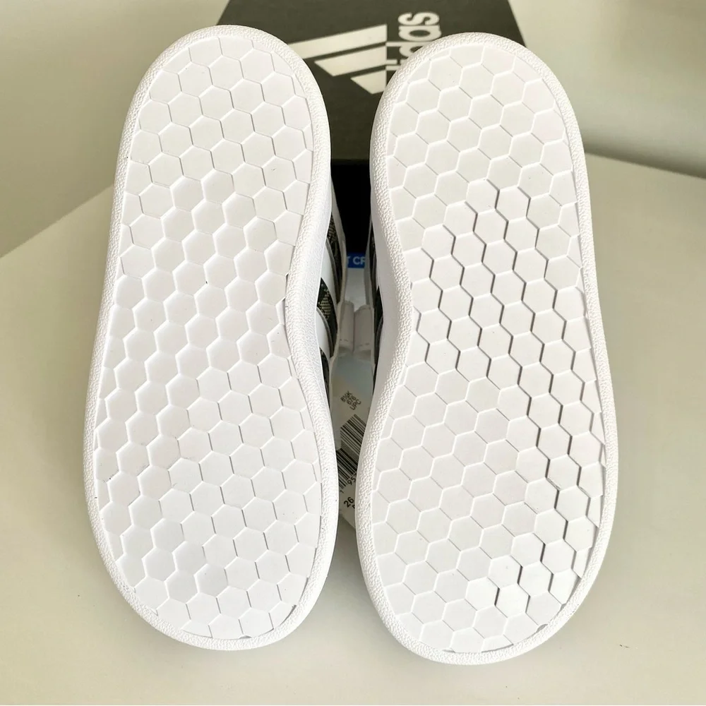 adidas Grand Court White & Camouflage Velcro Straps Toddler Sneakers New Size 9 - Picture 6 of 7